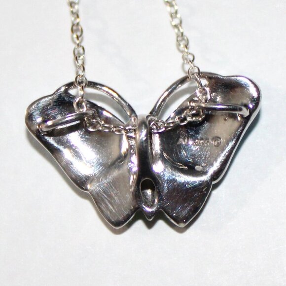 Sterling Silver Crystal & Paste Butterfly Necklace - Picture 2 of 7